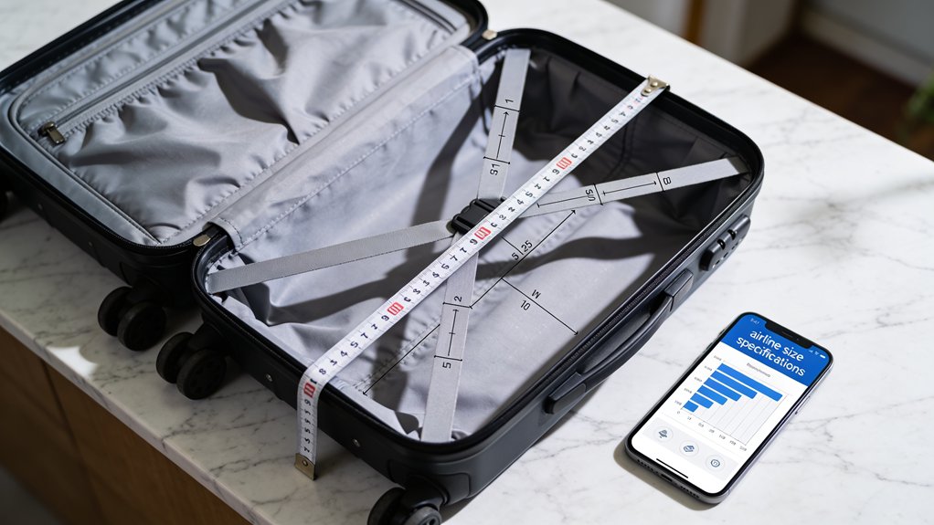 compare luggage dimensions carefully